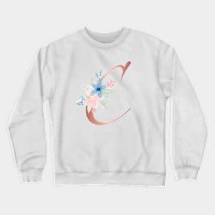 Letter C Rose Gold and Watercolor Blush Pink and Navy Crewneck Sweatshirt